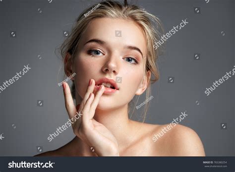 Image Beautiful Blonde Girl Touching Her Stock Photo Shutterstock