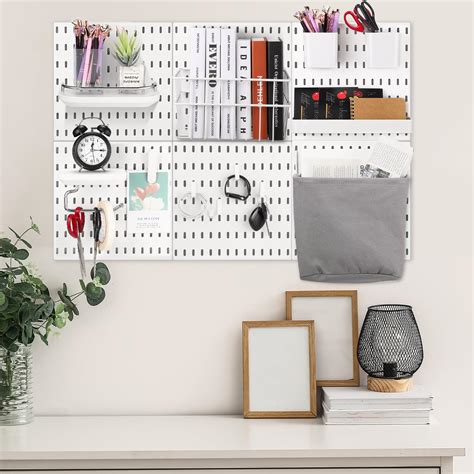 34 Pcs Pegboard Wall Organizer Kit Pegboard Wall Mount Display 44 X 22