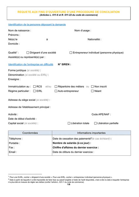 Demande Ouverture De Conciliation DOC PDF Page 1 Sur 6