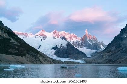 Glacial Lake Mountains Sunset Argentina Stock Photo 2061632408 ...