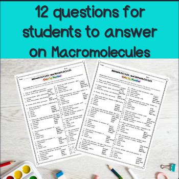 Biomolecules Macromolecules Color By Number Biology Review Worksheet