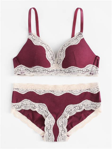 Lace Trim Lingerie Set Shein Sheinside