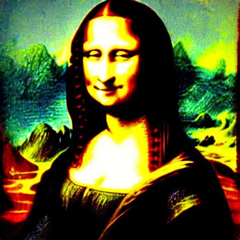 Photo Of A Pre Historic Cave Painting Of Mona Lisa Stable Diffusion