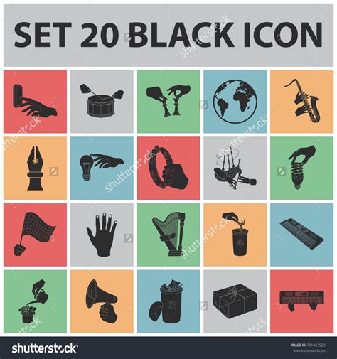 Manipulation By Hands Black Icons In Set Royalty Free Stock Vector