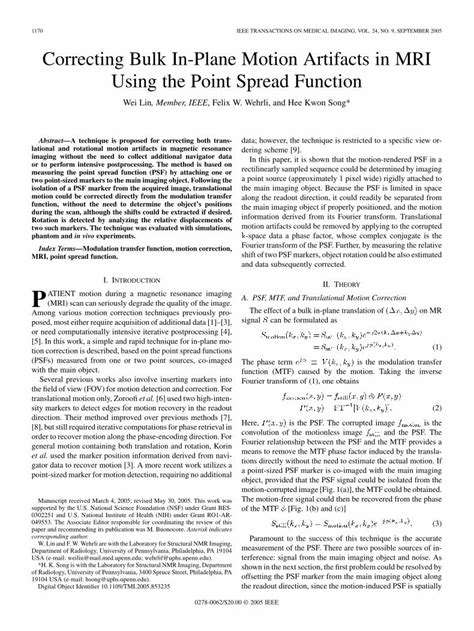 PDF Correcting Bulk In Plane Motion Artifacts In MRI Using The Point