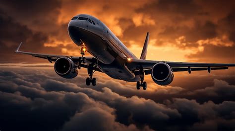 Premium AI Image | air plane on sunset