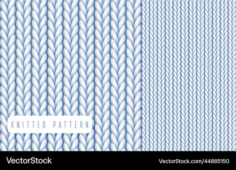 Knitted Pattern Textured Wool Fabric Set Vector Image