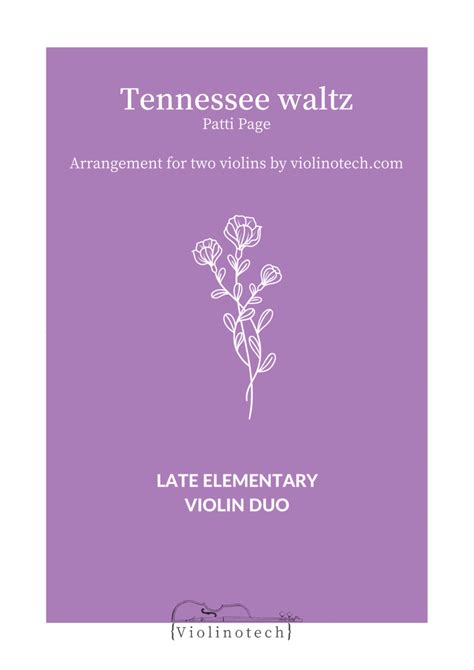 Tennessee Waltz Arr Violinotech By Patty Page Sheet Music For Violin