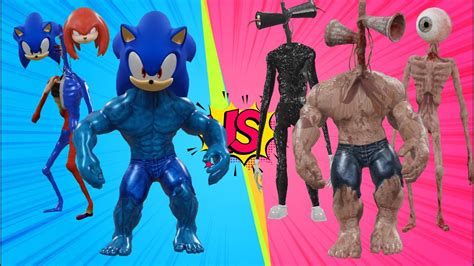 Team Siren Head Vs Siren Head Cartoon Vs Level Up Boss With Hulk Sonic