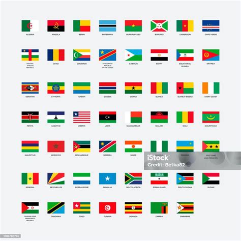 Flags Of All African Countries List Vector Illustration Stock