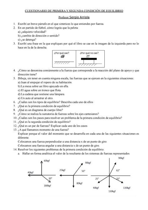 Cuestionario DE Primera Y Segunda Condición DE Equilibrio