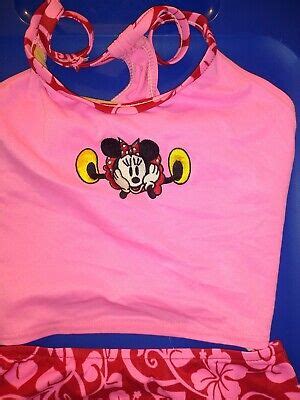 Disney Minnie Mouse Bathing Suit Pink Bikini Girls Swimsuit Size Lg