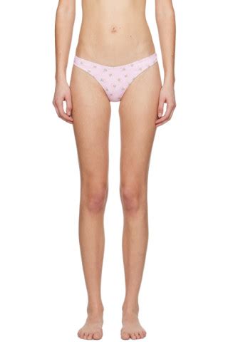 Frankies Bikinis Pink Dove Reversible Bikini Bottoms Ssense