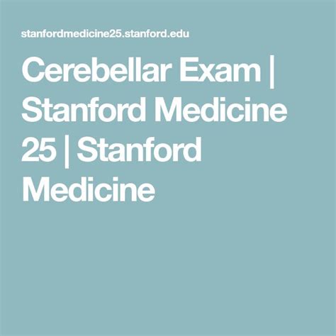 Cerebellar Exam | Stanford Medicine 25 | Stanford Medicine | Exam ...