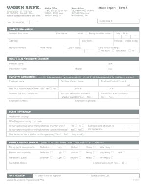 Fillable Online Wcb Ns Intake Report Form A Indd Fax Email Print