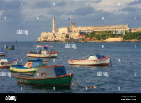 View Of Morro Castle Fortress Guarding Havana Harbor Fishing Boats