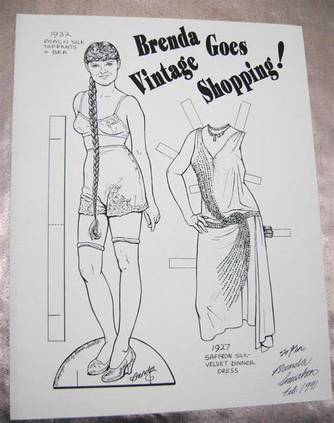 Vtg Paper Doll Convention 1990s Brenda Goes Shopping Art Sneathen