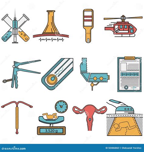 Flat Icons Set For Obstetrics Stock Illustration Illustration Of Icon