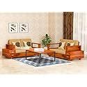 SAAMENIA FURNITURES Wooden Teak Wood Sofa Set 4 Seater Without Pillow