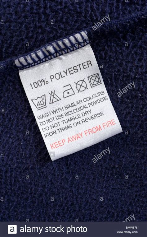 Polyester Clothes Wash Care Instructions Label