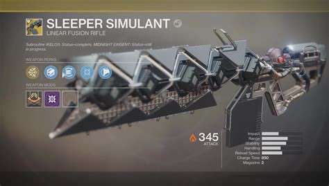 Destiny 2 Sleeper Simulant Exotic Linear Fusion Rifle Violent Intel