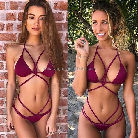 Sexy Strappy Bikini Bandage Swimwear Hollow Out Swimsuit Retro