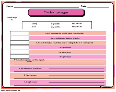 Werkblad Plantvragen Storyboard By Nl Examples