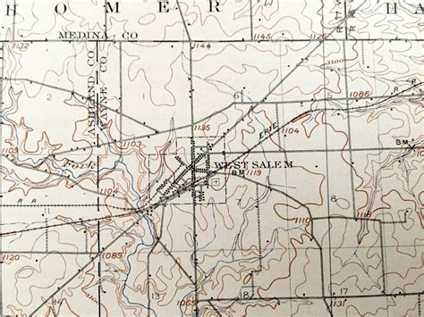 Antique West Salem Ohio Us Geological Survey Topographic Etsy