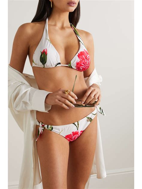 Dolce And Gabbana Floral Print Halterneck Bikini Net A Porter