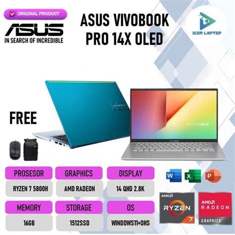 Jual Asus Vivobook Pro X M Qa Ryzen H Gb Ssd Qhd