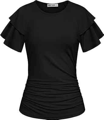 GRACE KARIN Women S 2024 Summer Tops Ruffle Sleeve Basic T Shirts