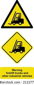 Warning Forklift Trucks Other Industrial Vehicles Stock Vector Royalty