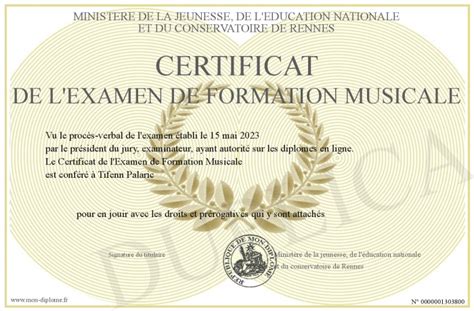 Certificat De L Examen De Formation Musicale