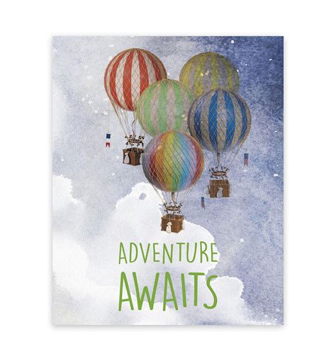 Adventure Awaits Hot Air Balloon Nursery Art Adventure Etsy