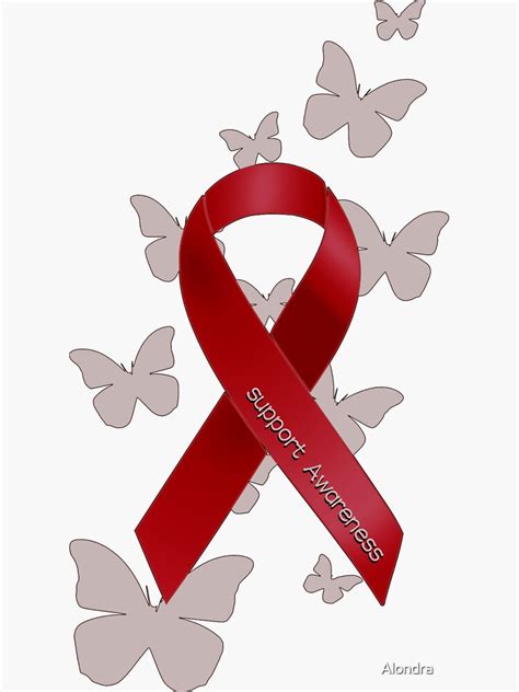 Support Red Ribbon Awareness Sticker For Sale By Alondra Redbubble