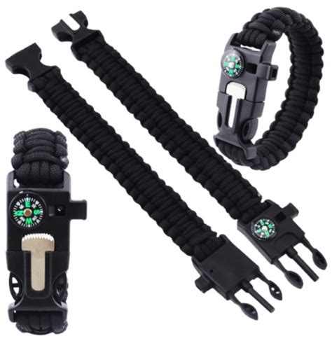 BRANSOLETKA SURVIVAL 5W1 PARACORD KRZESIWO KOMPAS SURWIWAL PRZETRWANIA