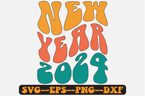 New Year 2024 Groovy Retro Svg Design Graphic By Fallensvgworld