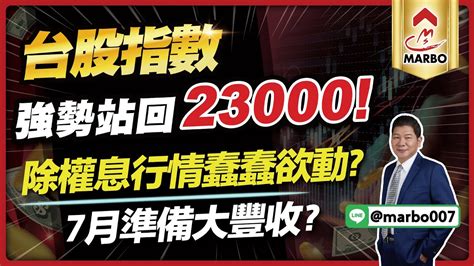 73 盤後直播 台股指數強勢站回23000！除權息行情蠢蠢欲動？7月準備大豐收？【阿村伯的退休生活】 Youtube