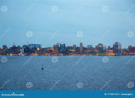 Halifax City Skyline at Night, Nova Scotia, Canada Stock Image - Image ...