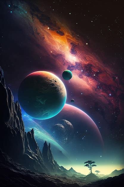 Planetas en el fondo de pantalla de la galaxia. | Foto Premium