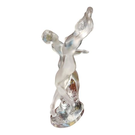 Late Th Century Lalique French Crystal Figural Group Of Two Dancing Nude Females Chairish
