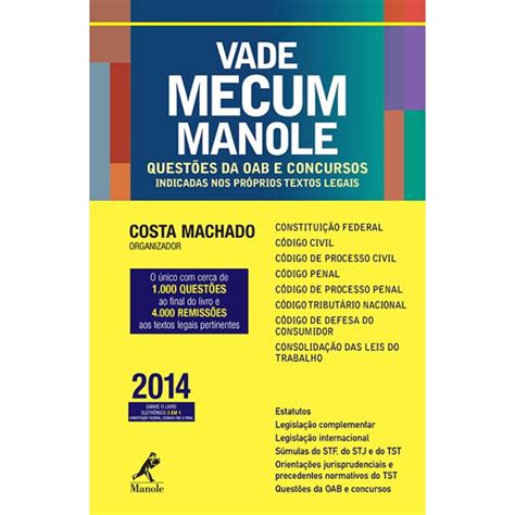 Livro Vade Mecum Manole Quest Es De Oab E Concursos Indicadas Nos