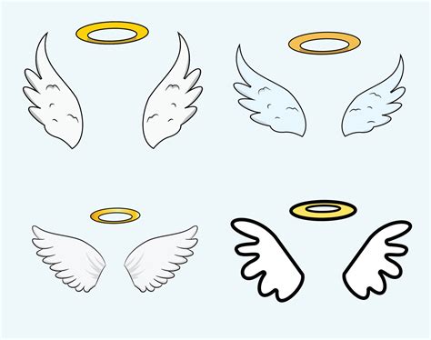 Angel Wings and Halo Collection 15618826 Vector Art at Vecteezy