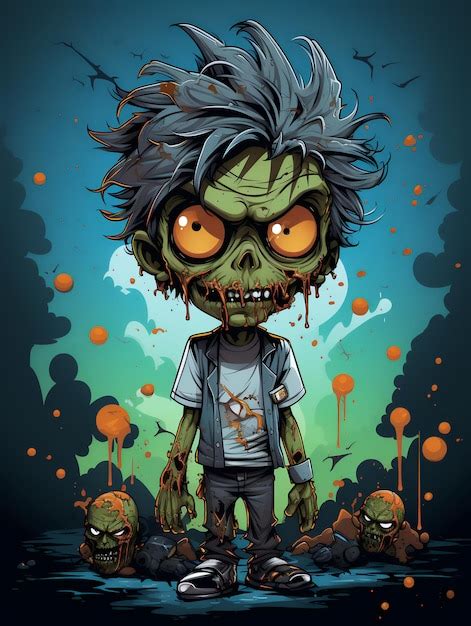 Premium Ai Image Cartoon Zombie Template For A Greeting Card For