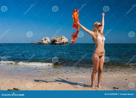 Attractive And Blonde Girl On The Beach Stock Photo Image Of Beautiful Blond