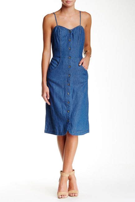 Spaghetti Strap Denim Button Down Dress Denim Button Down Spaghetti