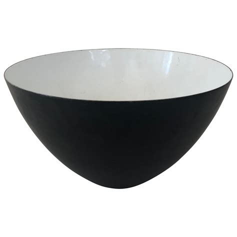 Large Krenit Bowl By Herbert Krenchel Black Metal And Mint Green