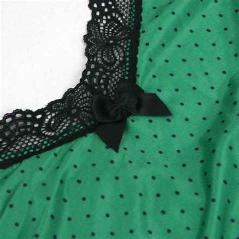 Soft Sexy Turquoise Polka Dot Pattern Chemise Lingerie With Panty N