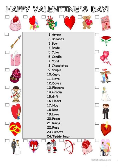 Saint Valentine S Day Matching Tarjeta En Ingles Actividades De