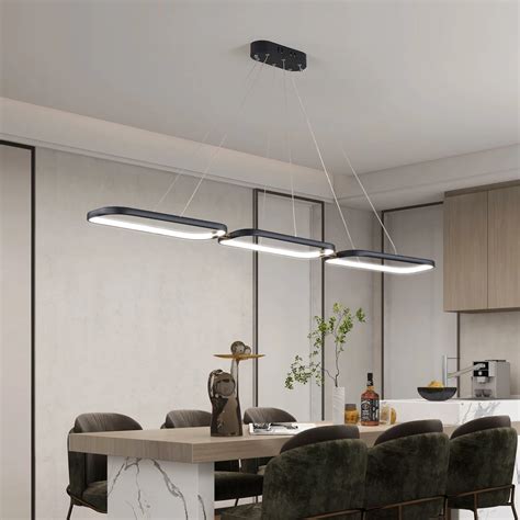 L Mpara Colgante Led Moderna Iluminaci N De Cocina Comedor Color Negro